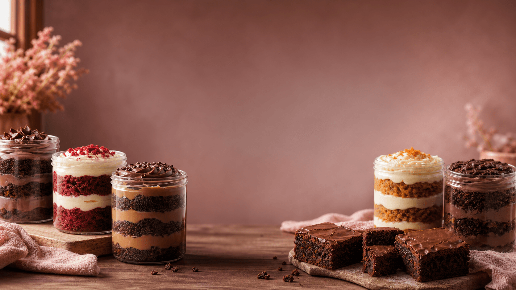 Bolos de pote e brownies artesanais da Fatia Feliz